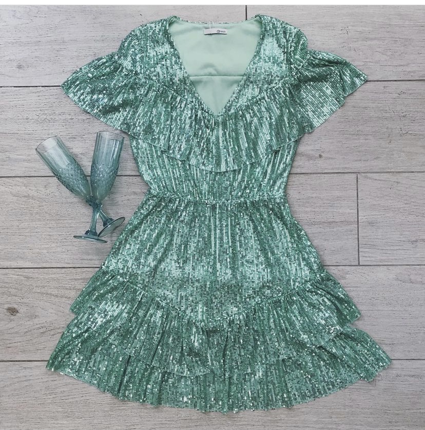 Abito paillettes verde acqua RELISH ⋆ Dafne ClothingLab